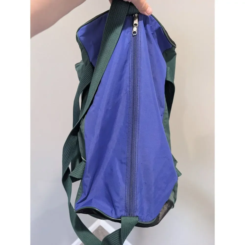 Vintage 90s Nike Gym Duffle Bag Green Blue Nylon Sport Travel Weekender Mesh...